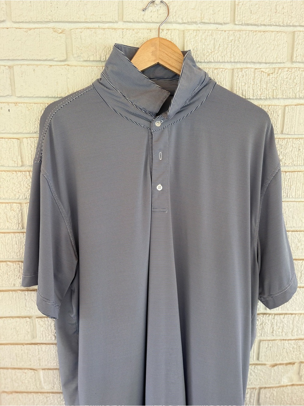 Men's Blue Stripe Short-Sleeve Polo